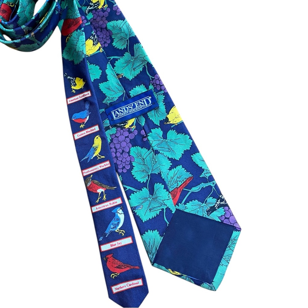 Songbird Men’s Silk Necktie American Domestic Birds Bluejay Cardinal USA